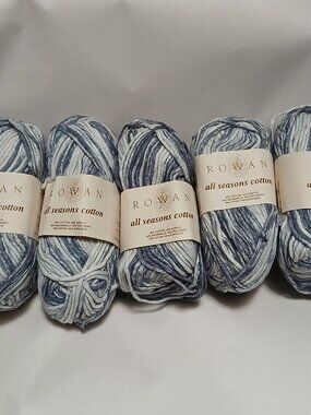 Rowan All Seasons Cotton Yarn - Aran - Lot of 5 x 50g Balls - 162 Surf - HTF/NOS